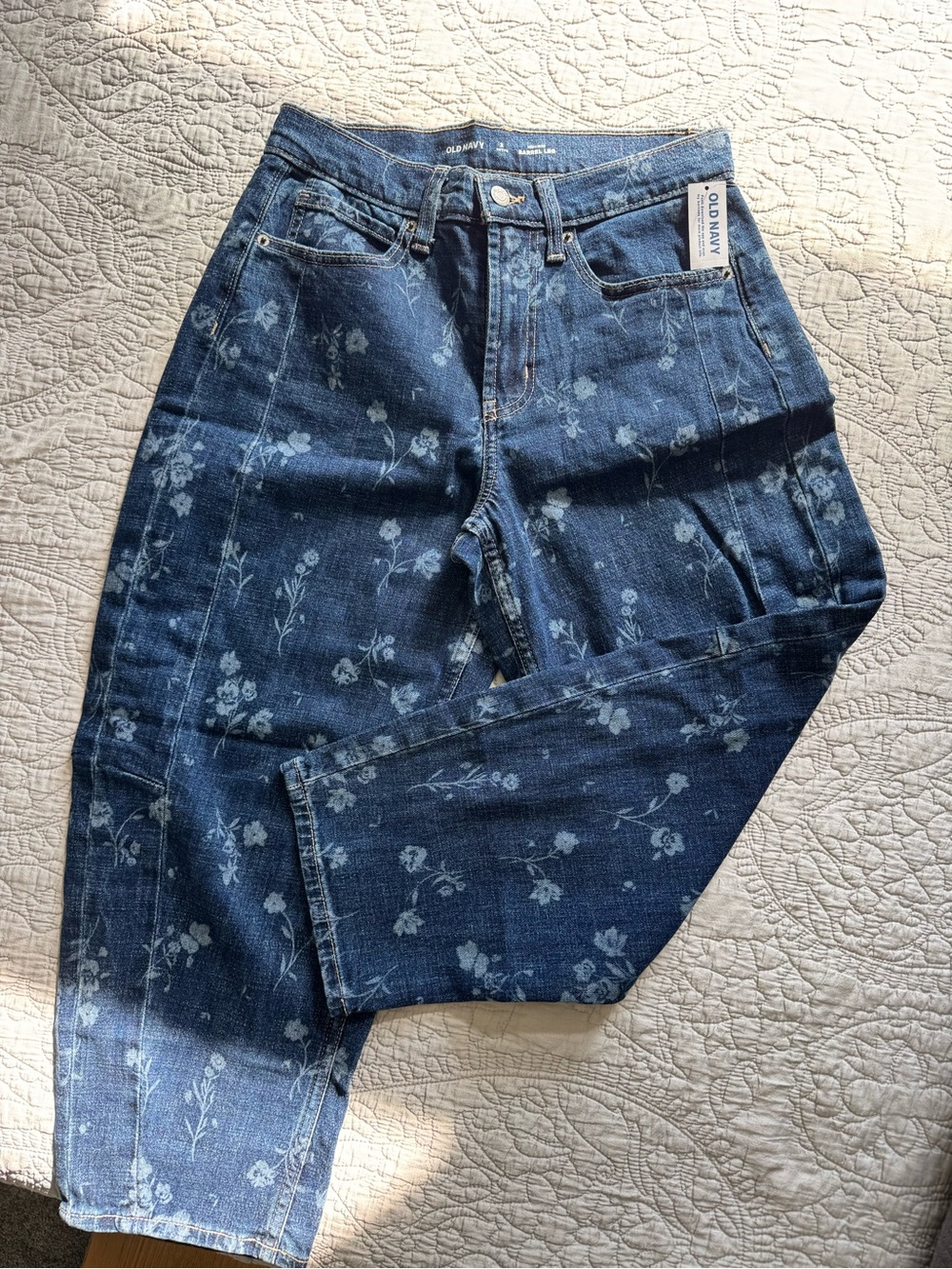 Old Navy Dark Blue Floral High-Rise Jeans
